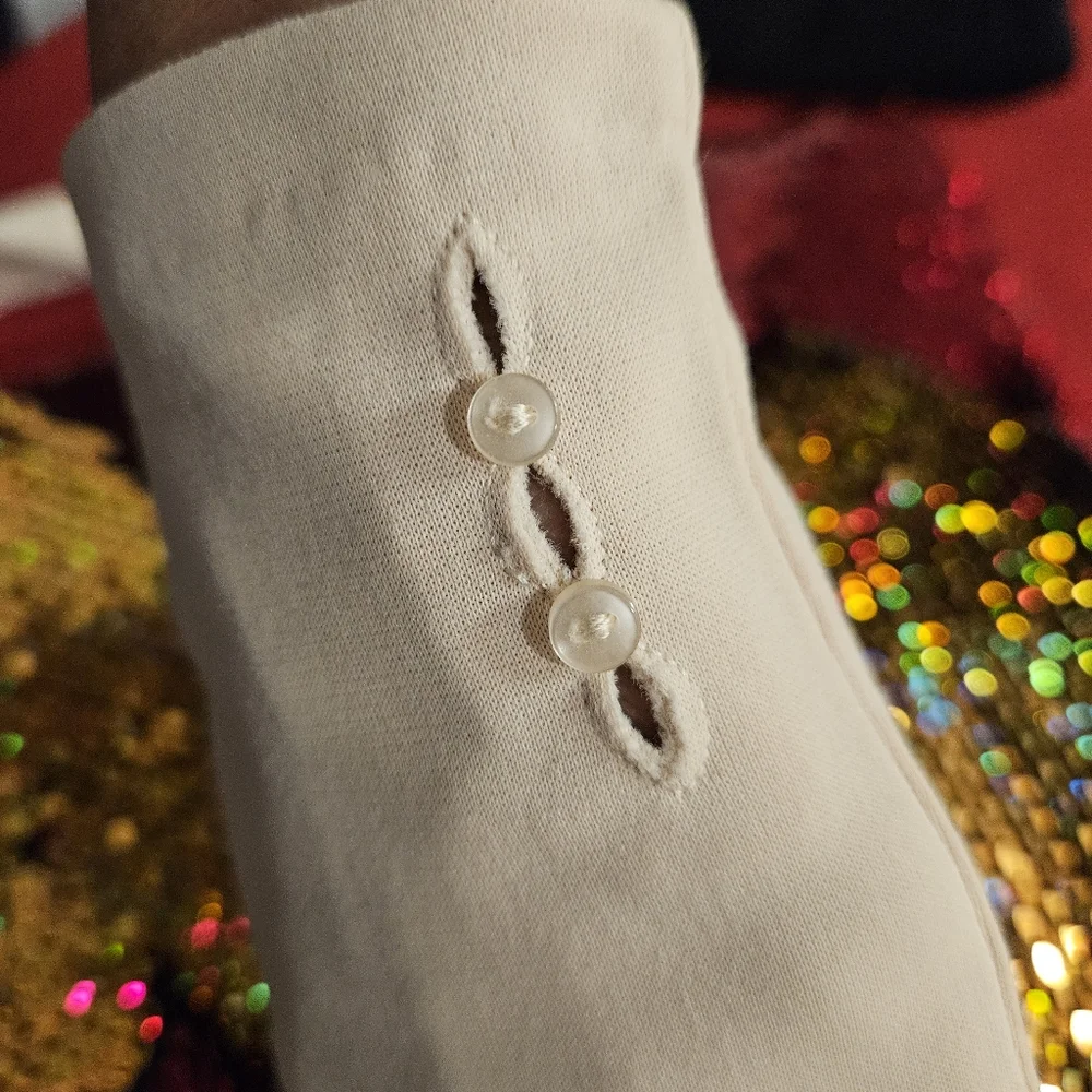 Vintage cream ivory dress gloves button detail OS Formal Church Cotillion Prom